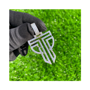 Collar con Colgante de Oro Blanco Sólido de 10K con Inicial TP Personalizada, Diamante Cultivado en Laboratorio, Joyería Hip Hop, Colgante Elegante - Product Image 1