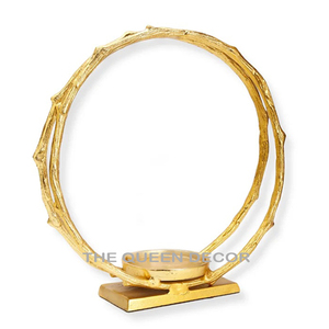Portavelas con revestimiento de oro y metal de aluminio moderno, forma única para boda, hogar, decoración de hotel - Product Image 1