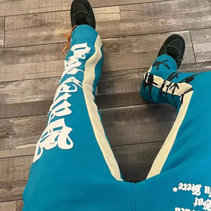 กางเกงวอร์มขาบานทรงจ็อกเกอร์ผู้ชายคุณภาพสูงแบบสั่งทำพิเศษ ขายส่ง กางเกงลำลองเอวยางยืดแบบแบน ดีไซน์ต่อผ้า - Product Image 3