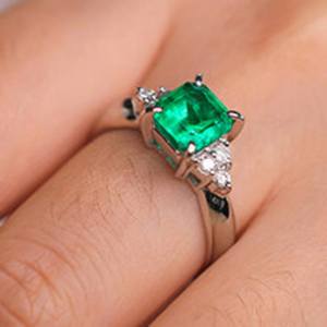 Anillo de compromiso vintage de Plata de Ley 925 hecho a mano para mujer con corte cuadrado Esmeralda para bodas indias lote al por mayor Jaipur - Product Image 6