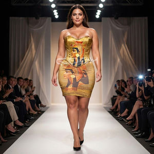 Ensemble corset et mini-jupe à thème égyptien imprimé par sublimation numérique personnalisé avec une grande élasticité - Product Image 1