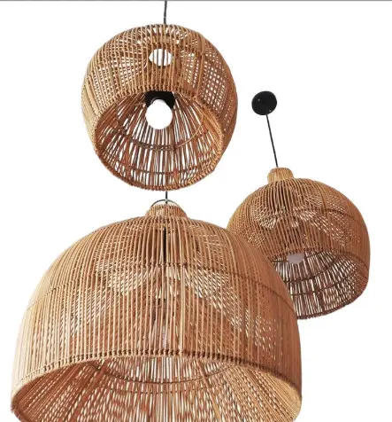 New Trend Handmade Wicker Rattan Hang Light Rattan Lampen schirm Wicker Bambus Lampen schirm für Zuhause drinnen oder draußen