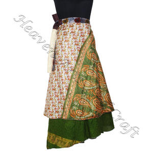 New <b>Silk</b> Sari <b>Skirts</b> Magic Wrap <b>Skirt</b> / <b>Silk</b> Wrap <b>Skirt</b> / Reversible Sari Dress Reversible Sari Recycle <b>Silk</b> Beach Party Wear - Product Image 3