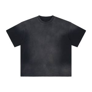 Custom Boxy Fit Boxy T-shirt Cropped Casual Acid Washed Vintage Shirts Wholesale Streetwear Unisex Clothing High Quality - Product Image 1