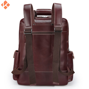 Men's <b>15.6</b> Inch <b>Laptop</b> Backpack Crazy Horse Leather RFID Fashionable Cotton Canvas Polyester Lining Zipper Closure School <b>Bag</b> - Product Image 4