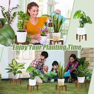 4 packs de supports pour plantes en bois Mid Century Modern Planter Stand Wooden Plant Stool Riser Low Short Stand Indoor Plant Pot non inclus - Product Image 5