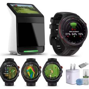 Moniteur de lancer de golf et simulateur Garmin Approach R50 avec étui de transport, écran tactile et accessoires supplémentaires - Product Image 1