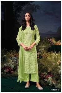 ผ้าคอตตอนพิมพ์ลายปักสไตล์ซาลวาร์ Kameez แคตตาล็อกแบบเต็มชุดสำหรับงานปาร์ตี้สไตล์อินเดียเสื้อผ้าปากีสถาน - Product Image 3