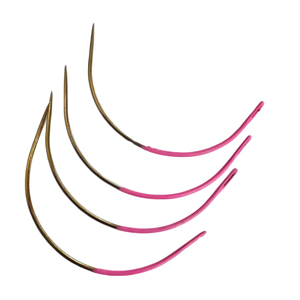 Enfileur d'aiguilles de tissage à coudre incurvées en forme de C pour extension de cheveux humains tissage de trame perruque de dentelle en acier métallique emballée dans un sac - Product Image 1