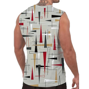 Camiseta sin mangas de alto rendimiento para hombre, de marca privada, tejida, transpirable, de malla, cuello redondo, color liso, poliéster/algodón, de alta calidad, para correr - Product Image 3