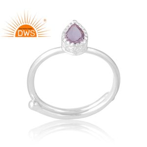 Vente chaude 925 Sterling Silver Natural Pink Amethyst Gemstone Ring Bijoux personnalisés pour les femmes Cadeau pour elle - Product Image 1