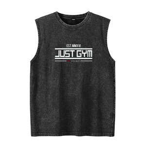Débardeurs d'été en pur coton pour hommes, gilet sans manches rétro lavé avec motivation Gym graphique Streetwear - Product Image 5