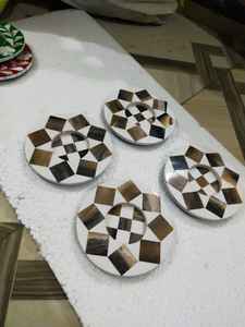 Elegante Juego de Posavasos Hechos a Mano con Concha de Nácar, Posavasos de Primera Calidad para Bebidas, Decoración Moderna para Mesa de Té y Café, Ideal para Regalos - Product Image 6