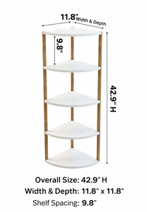 5-Tier Triangle Wooden Shelf <b>Unit</b> Corner <b>Storage</b> Shelf <b>for</b> Bathroom & Living Room - Product Image 2