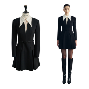 Fabricants vietnamiens Robe pour femmes Haute qualité 73% polyester 17% rayonne 10% élasthanne Meilleure vente ROBE MINI PHOEBE avec col - Product Image 1