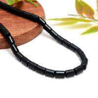 Perles en obsidienne noire naturelle de forme rectangulaire 5x8mm, 15 brins, pierres précieuses pour la fabrication de bijoux, vente en gros, approvisionnement en vrac