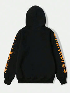 Sweat à capuche personnalisé pour homme en molleton 100% coton, imprimé numériquement sur les manches, avec logo en relief, pour l'hiver - Product Image 2