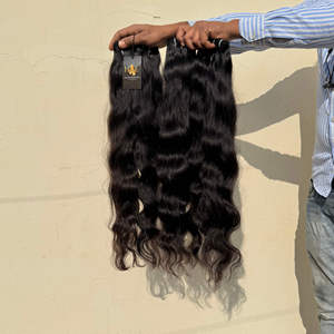 Tissage indien brut ondulé droit Bodywave cheveux brésiliens cheveux humains bruts wefted Bundle extensions de cheveux naturels pour les femmes - Product Image 2