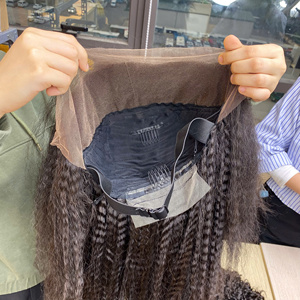 22-inch kinky thẳng tóc giả chất lượng cao Remy Tóc máy Đôi sợi ngang đạt được giấc mơ kiểu tóc trong vài phút từ Việt Nam nhà máy - Product Image 5