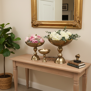 แจกันอลูมิเนียมชุบนิกเกิลแบบเรียวบนฐานสี่เหลี่ยมของตกแต่งโรงแรมกลางห้องจัดเลี้ยงตกแต่งแจกันทรัมเป็ต - Product Image 5