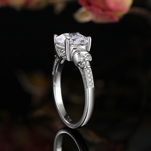 Bague de mariage Jeulia en argent sterling gothique avec diamant de laboratoire taille coussin crâne Amour éternel - Product Image 4