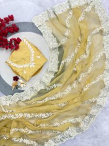 Trend Setter indio elegante Bollywood diseñador gasa Sari precioso impresionante último exclusivo elegante nupcial boda fiesta desgaste - Product Image 3