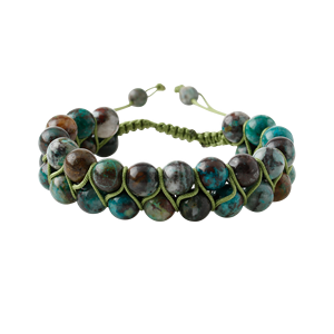 Bracciale in Macramè con Doppia Fila di Chrysocolla 8mm e Pietre Naturali - Product Image 1
