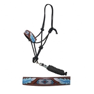 Handmade Black Nylon Beaded Rope <b>Halter</b> With Matching Lead Wholesale Top Supplier Manufacturer Saman Exports - Product Image 3