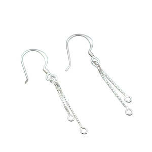 Ganchos para Pendientes de Plata de Ley 92.5 con Cadenas de Borlas, 1 Par, Accesorios para Fabricación de Joyería Chapados en Oro, Empaquetados en Bolsa - Product Image 1