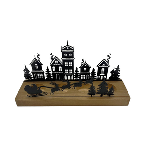 Recién llegado, corona de Adviento de Metal de madera de Reno de escoria negra, decoración de mesa de Navidad Simple para soporte de pilar de alféizar - Product Image 1