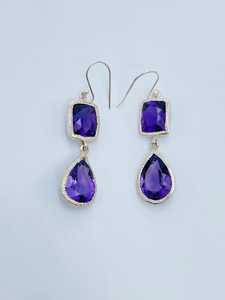 Boucles d'oreilles en argent sterling avec améthyste, bijoux en pierres précieuses faits à la main, élégantes, uniques, luxueuses, tendance, boucles d'oreilles pour femmes, cadeau - Product Image 4