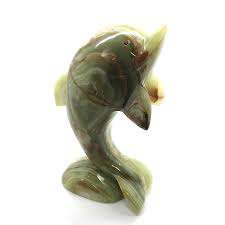 Escultura de Delfines de Ónix Premium, Figura Decorativa Hecha a Mano, Adorno de Piedra Natural para Mesa de Hogar u Oficina, Regalo - Product Image 3