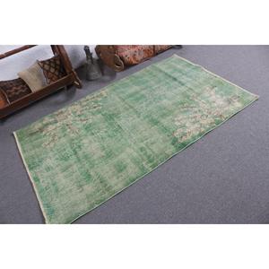 Alfombra Vintage de 3.6x6.3 pies (109x193 cm), Alfombra Turca de Lana con Diseño de Puntos Verdes - Product Image 2