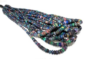 AA Grade Natural Ethiopian Opal Beads Multi <b>Fire</b> Welo Opal Smooth Rondelle 3-5mm Black Opal Strand Third Party Appraisal for - Product Image 2