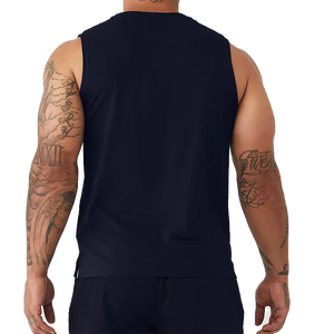 Débardeurs à col roulé personnalisés avec logo tendance, débardeurs de sport de couleur unie sans manches, chemises décontractées côtelées pour hommes, débardeurs - Product Image 2