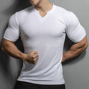 Camiseta deportiva de cuello redondo de microfibra para hombre, ropa de calle de algodón de alta calidad, camiseta transpirable Lisa personalizada - Product Image 6