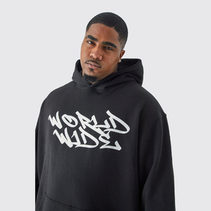 Sweats à capuche noirs audacieux pour hommes Design imprimé graphique Ajustement confortable Parfait pour une tenue décontractée Style de rue essentiel pour un usage quotidien - Product Image 1