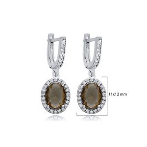 Pendientes colgantes de sultanita geométrica de diseño ovalado CZ CAMBIO DE Color piedra preciosa joyería fina al por mayor joyería de plata 925 - Product Image 2