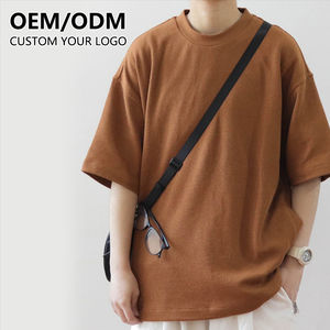 Camiseta extragrande de algodón pesado para hombre con hombro caído, costilla de alta calidad, cuello redondo, diseño de logotipo personalizable, estampado desgastado DTG - Product Image 1