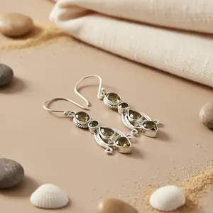 ต่างหูเงินแท้ 925 ชุบทอง 14K ประดับพลอยซิทรินรูปหัวใจ สำหรับงานปาร์ตี้และงานแต่งงาน - Product Image 1