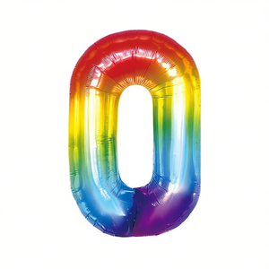 Ballon de fête multicolore en forme de chiffre 0 de 80 cm pour décoration de fête - Product Image 2