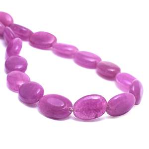 Perles d'onyx Chakralume naturelles, violettes, ovales, à coupe lisse, environ 15 pouces. Chaîne de 23 perles en pierres précieuses pour la fabrication de bijoux - Product Image 2