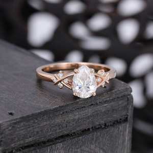 High Quality 14K Rose Gold Premium Moissanite Fine Ring D Color VVS Clarity <b>Handmade</b> <b>Jewelry</b> for Women Wedding Wear - Product Image 2