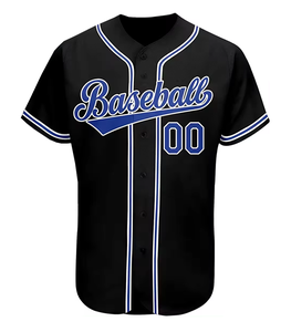 Ventas directas de fábrica Botón transpirable 100% Camisetas de béisbol de poliéster Camisetas de béisbol personalizadas baratas lisas - Product Image 4