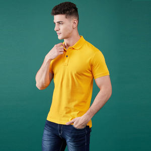 เสื้อยืดโปโลสำหรับผู้ชายเสื้อกอล์ฟผ้าคอตตอนกันตกป้องกันการหดตัวคอเสื้อพับ100% - Product Image 2