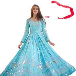 Dernières robes élégantes Anarkali Lehenga Choli en Georgette à fleurs brodées, à manches longues, pour femmes - Product Image 4