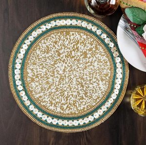 Handcrafted American Style <b>round</b> Beaded Glass <b>Placemats</b>/Pads for Dining Table Wedding Christmas & Family Gatherings - Product Image 6