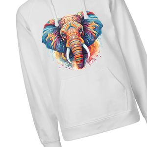Sweat à capuche imprimé éléphant coloré unisexe blanc coton polaire pull élégant décontracté Streetwear Art graphique chaud hiver sweats - Product Image 6
