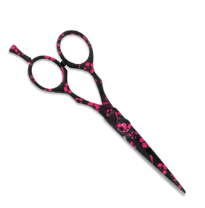 Bonne qualité fleur papier enduit coupe de cheveux ciseaux de barbier 5.5 réglable repose-doigt en acier inoxydable ciseaux de Salon - Product Image 4