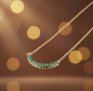 Handmade <b>Green</b> Hydro Round Necklace with CZ in 18K Gold Plated 925 Sterling Silver 10 GM 5 MM Party Wear Gift for Her - Product Image 2
